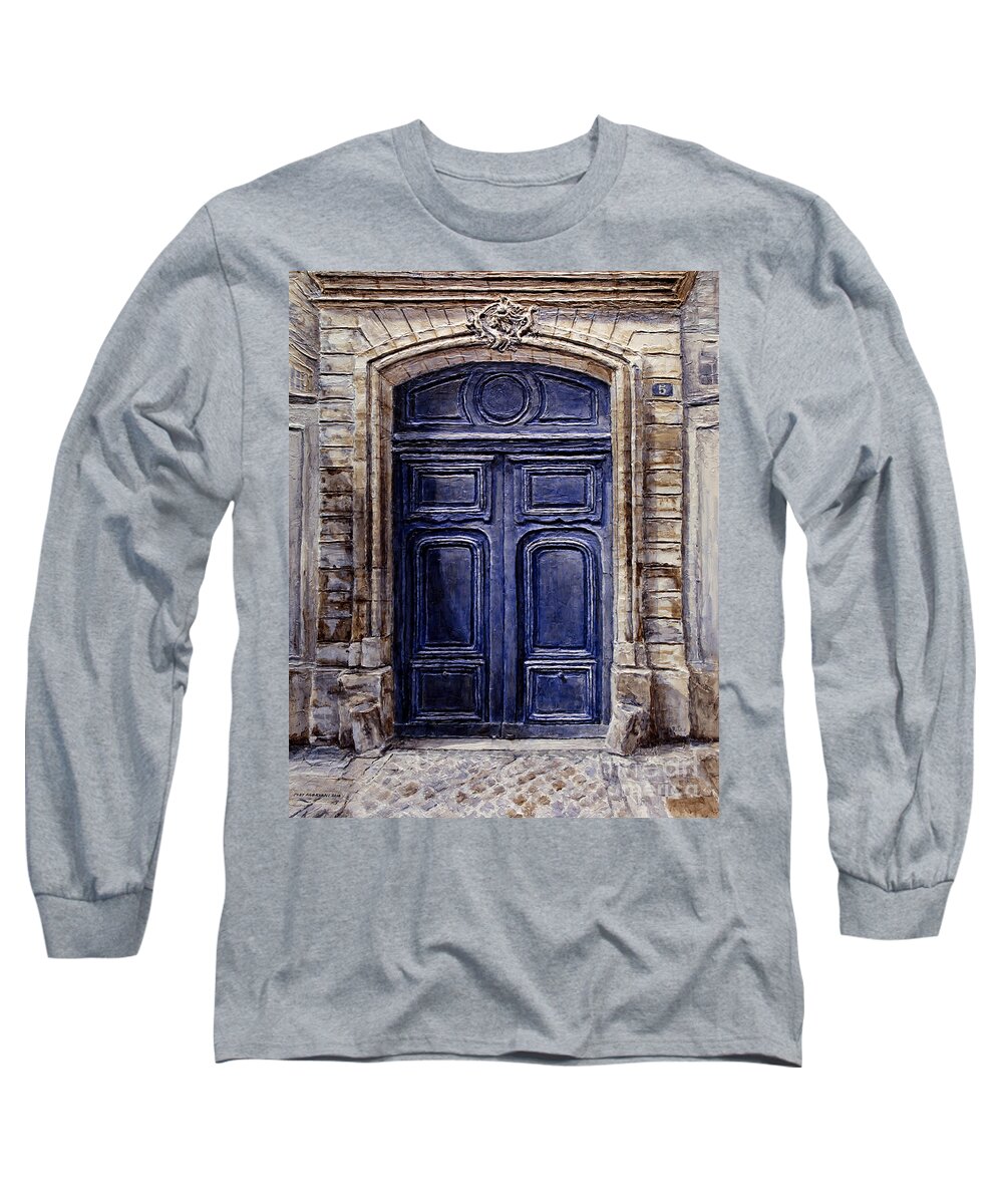 Paris Long Sleeve T-Shirt featuring the painting Parisian Door No. 5 - 2 by Joey Agbayani
