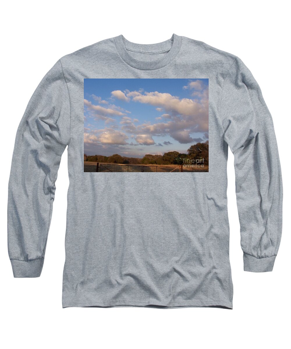 Landscape Long Sleeve T-Shirt featuring the photograph Pasture Clouds by Susan Williams