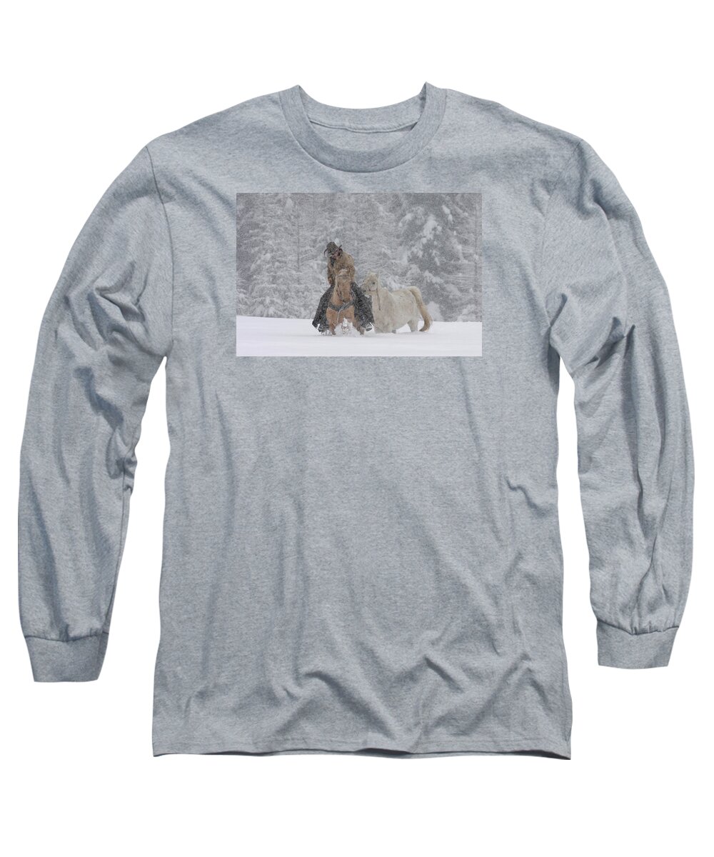 Cowboy Long Sleeve T-Shirt featuring the photograph Persevere Through All by Diane Bohna
