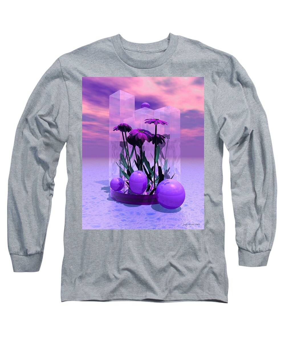 Daisies Long Sleeve T-Shirt featuring the digital art Pink Daisies by Judi Suni Hall