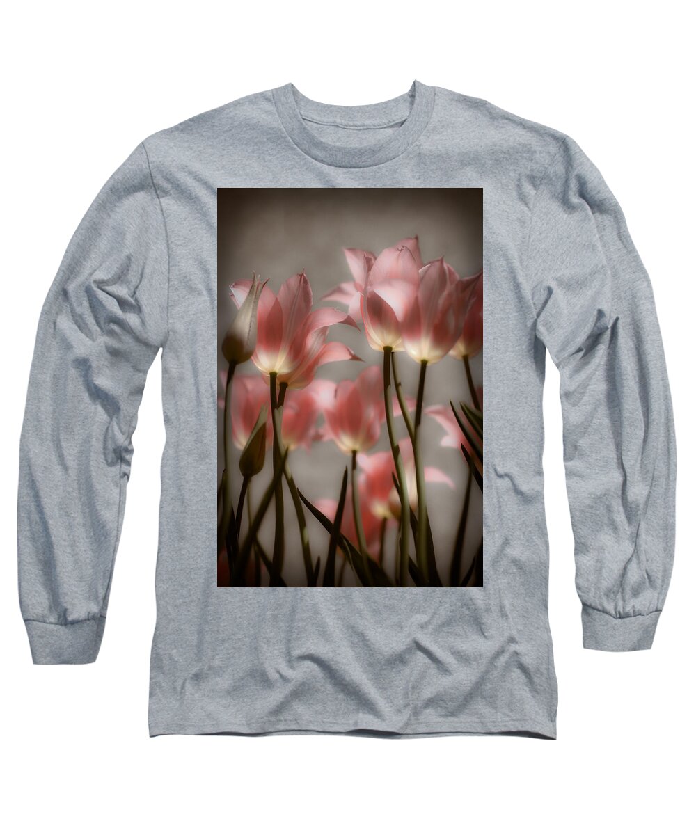 Tulips Long Sleeve T-Shirt featuring the photograph Pink Tulips Glow by Michelle Joseph-Long