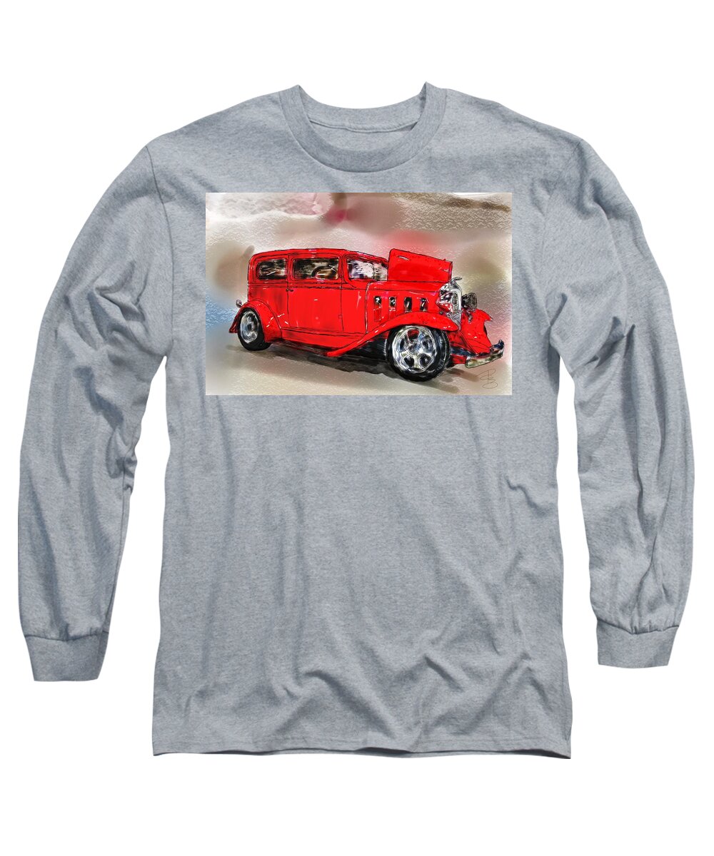 Antique Long Sleeve T-Shirt featuring the digital art Red car by Debra Baldwin