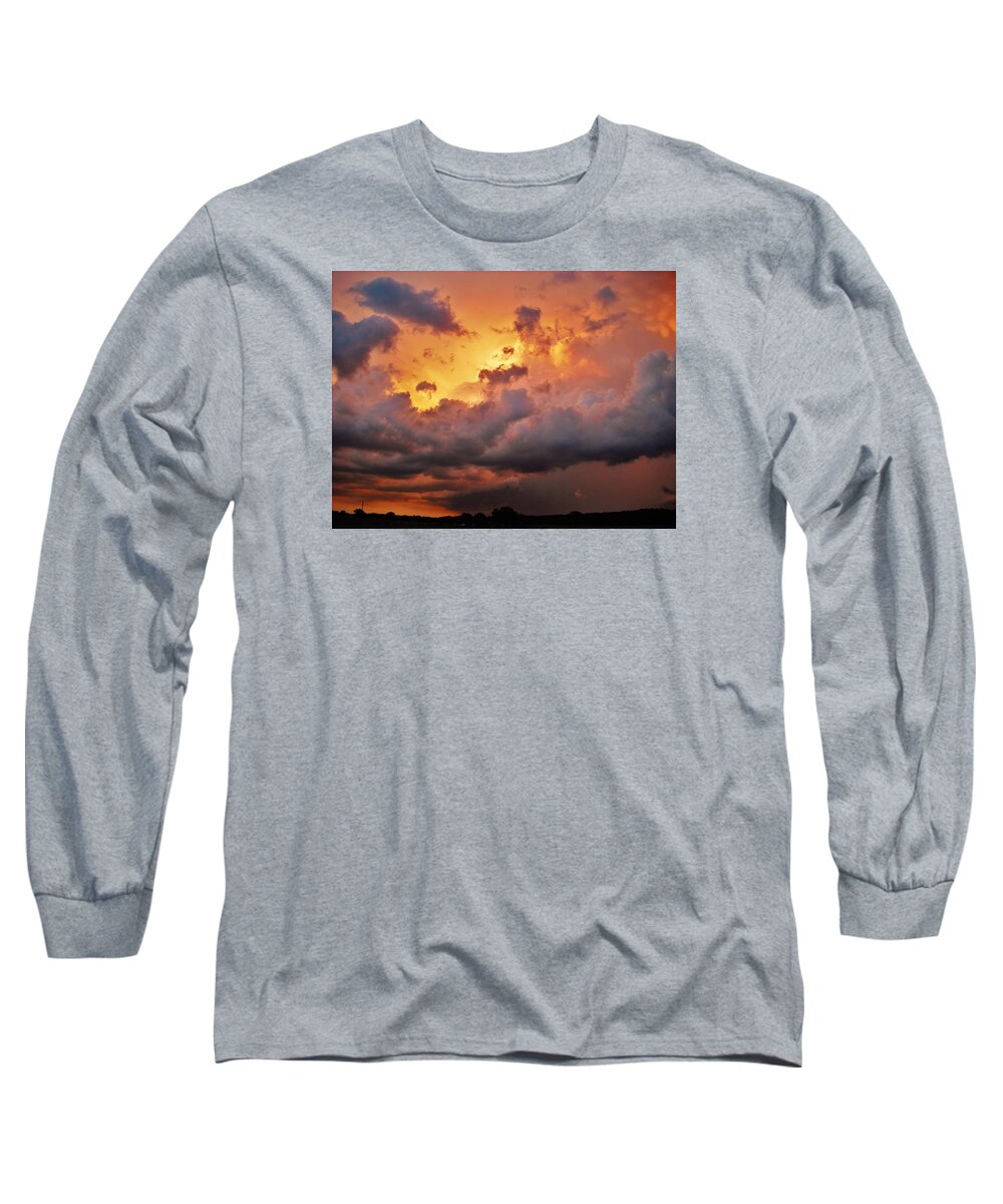 Sunset Long Sleeve T-Shirt featuring the photograph Rose Colored Supercell by Ed Sweeney