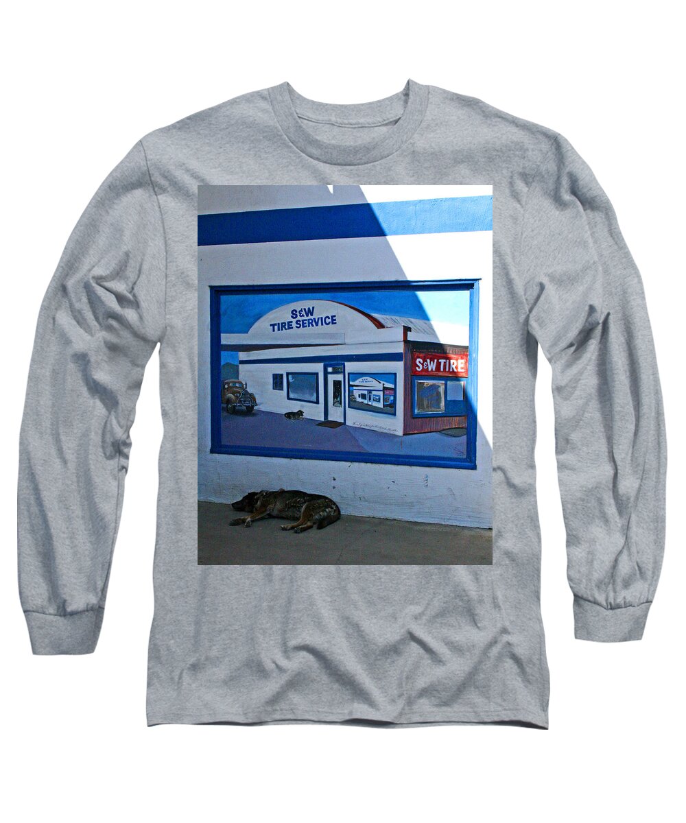 S & W Tire Service Long Sleeve T-Shirt featuring the photograph S and W Tire Service Mural by Joseph Coulombe