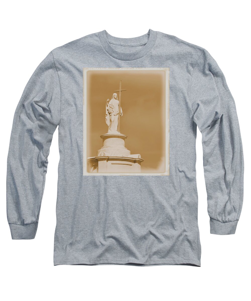 Monument Long Sleeve T-Shirt featuring the photograph Saint with a Cross by Nadalyn Larsen