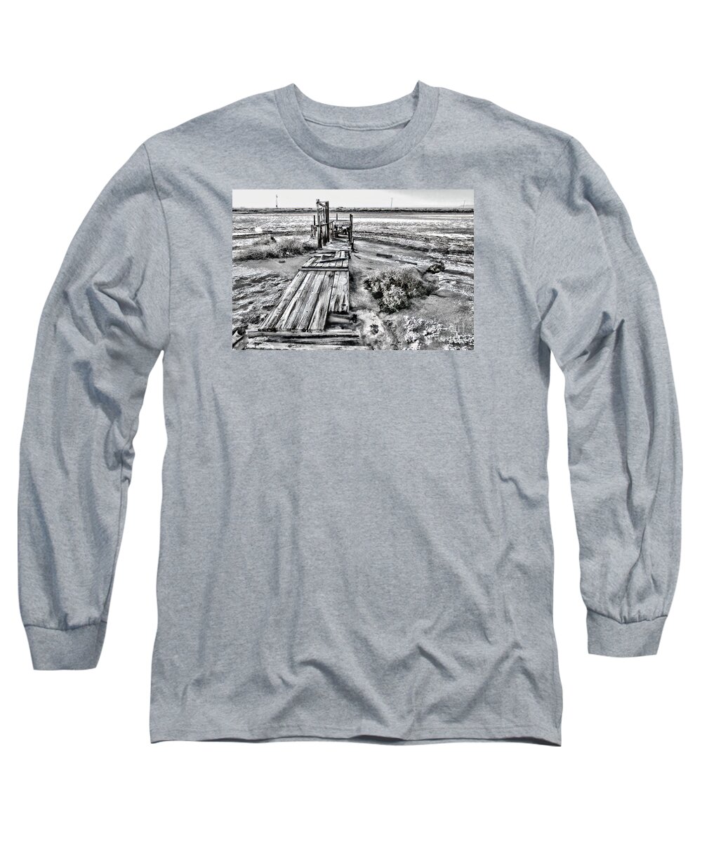 Abandoned Salton Sea Long Sleeve T-Shirt featuring the photograph Salton Sea Dock Under Renovation by Diana Sainz by Diana Raquel Sainz