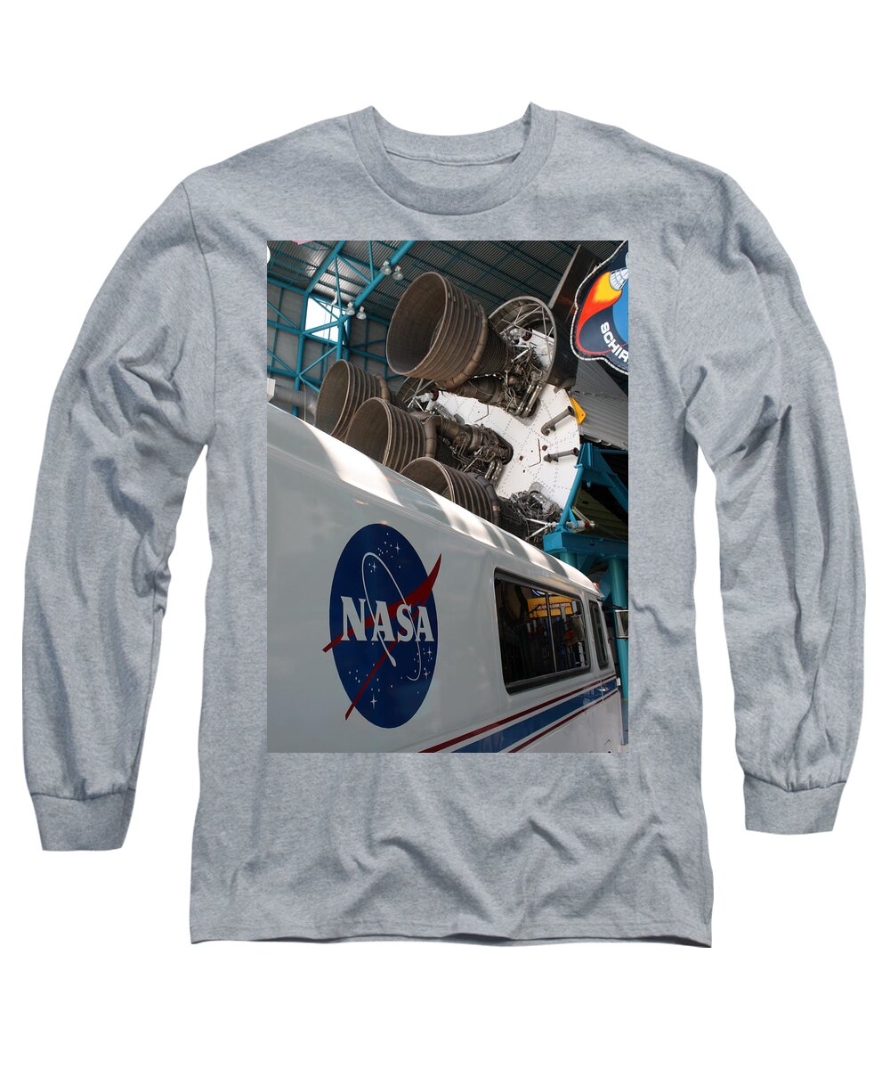 Kennedy Space Center Long Sleeve T-Shirt featuring the photograph Saturn V by David Nicholls