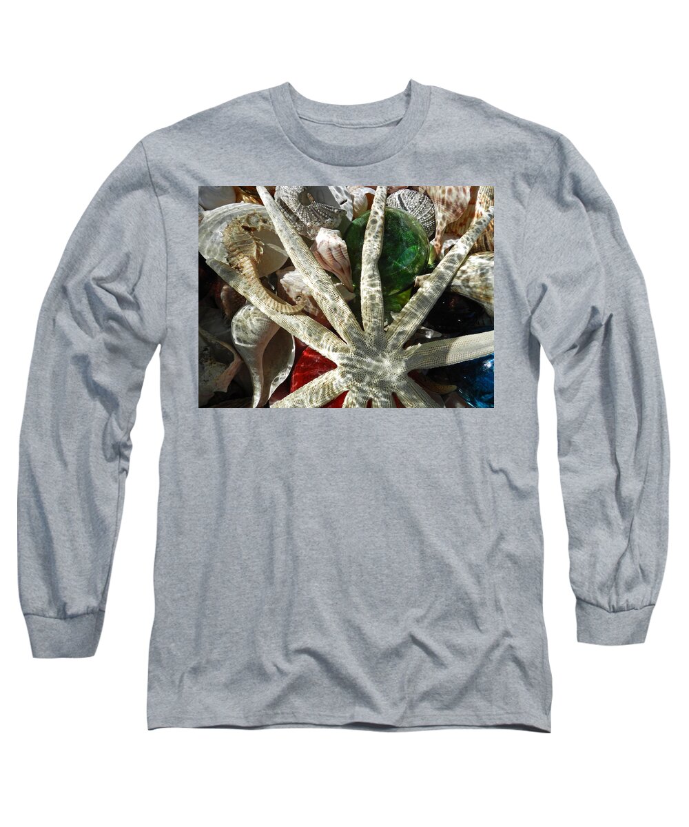 Sea Long Sleeve T-Shirt featuring the photograph Sea Horse Star and Shells by Deborah Ferree