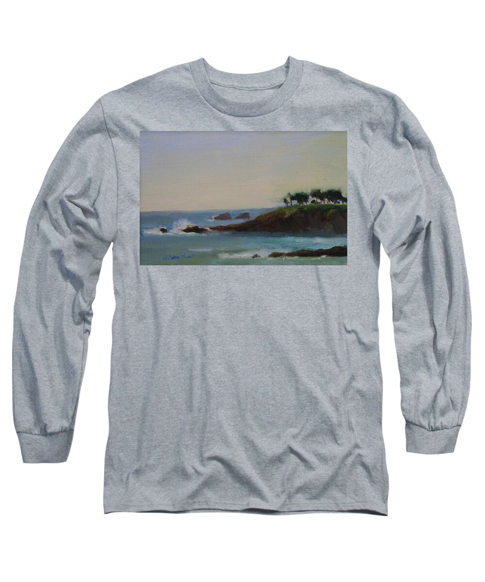 California Coast Long Sleeve T-Shirt featuring the painting Serenity by Maria Hunt