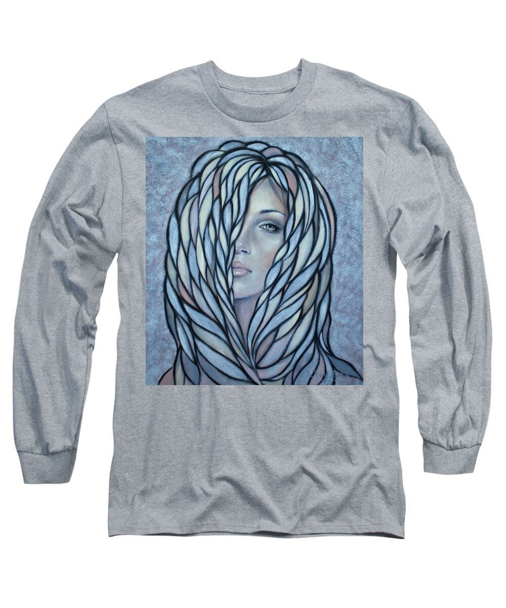 Woman Long Sleeve T-Shirt featuring the painting Silver Nymph 021109 by Selena Boron