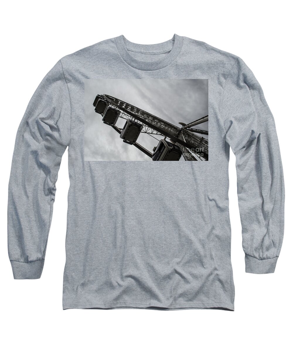 Ferris Wheel Long Sleeve T-Shirt featuring the photograph Sitting Underneath The Ferris Wheel by Donna Brown