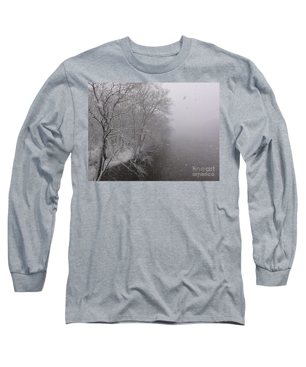Bridge Long Sleeve T-Shirt featuring the photograph Snow at Bulls Island - 12 by Christopher Plummer