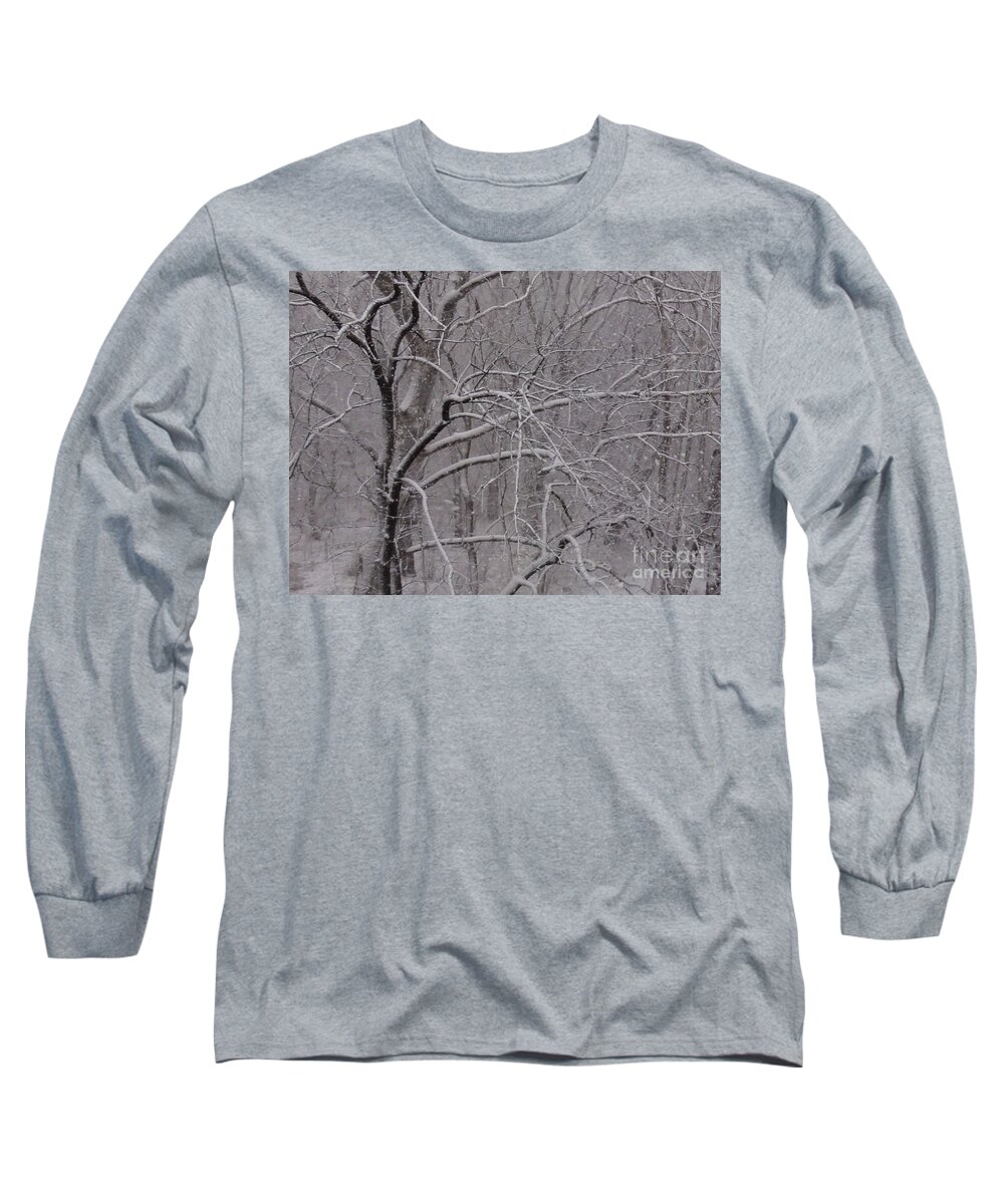 Bridge Long Sleeve T-Shirt featuring the photograph Snow in the Trees at Bulls Island by Christopher Plummer