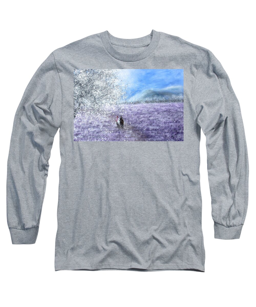 Landscape Long Sleeve T-Shirt featuring the painting Spring Morning by Kume Bryant
