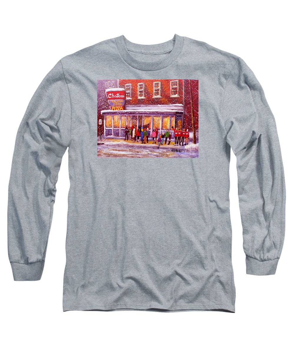 Landscape Long Sleeve T-Shirt featuring the painting Standing in Line at the Chateau by Rita Brown