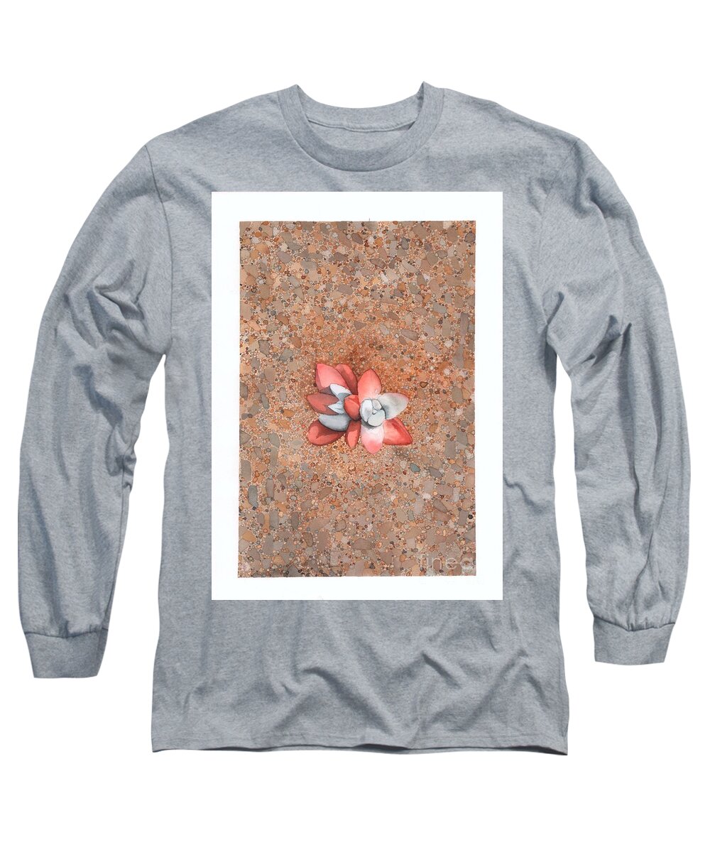 Landscape Long Sleeve T-Shirt featuring the painting Succulent on the beach by Hilda Wagner