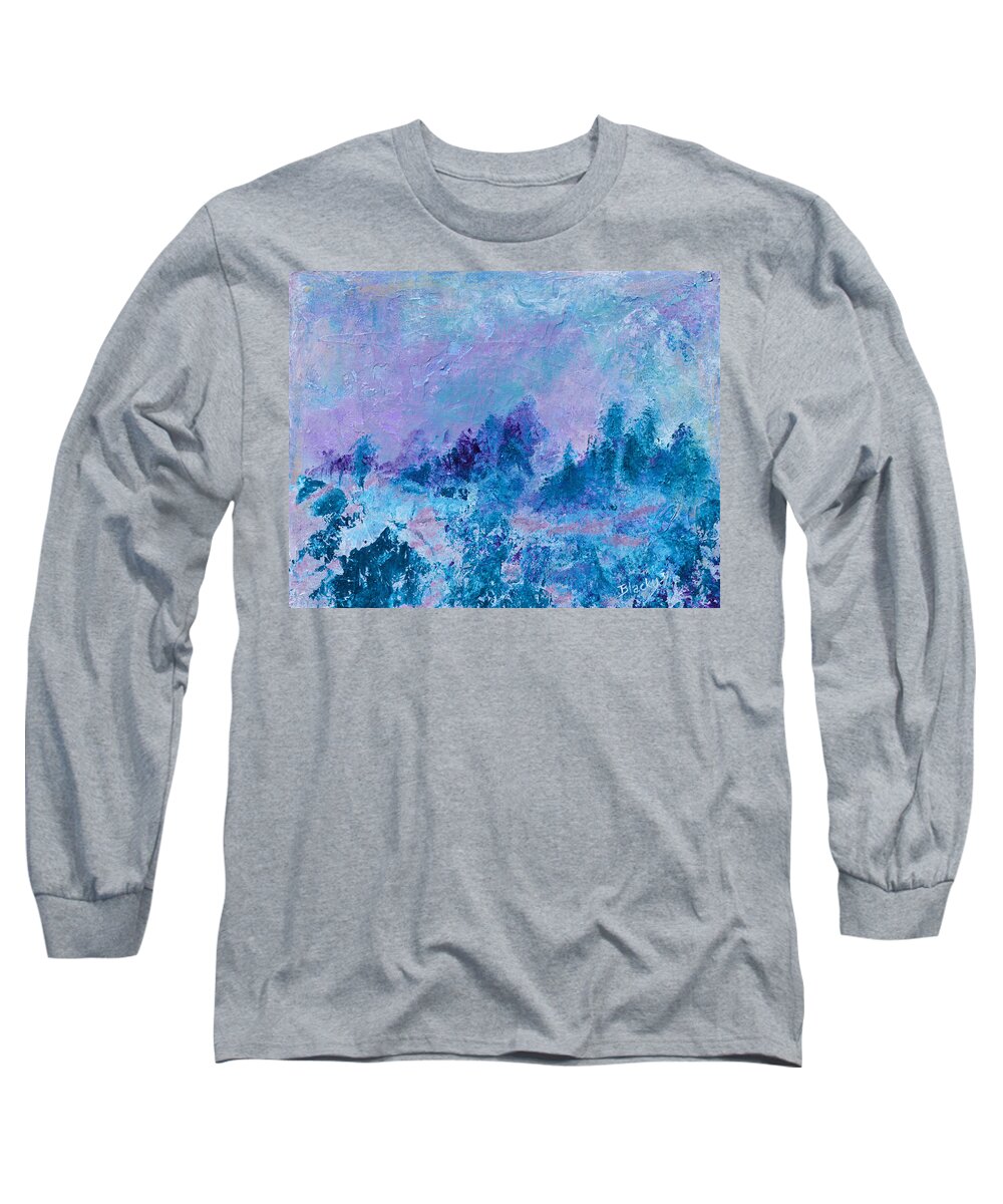 Mountain Long Sleeve T-Shirt featuring the painting Sundown On The Mountain by Donna Blackhall