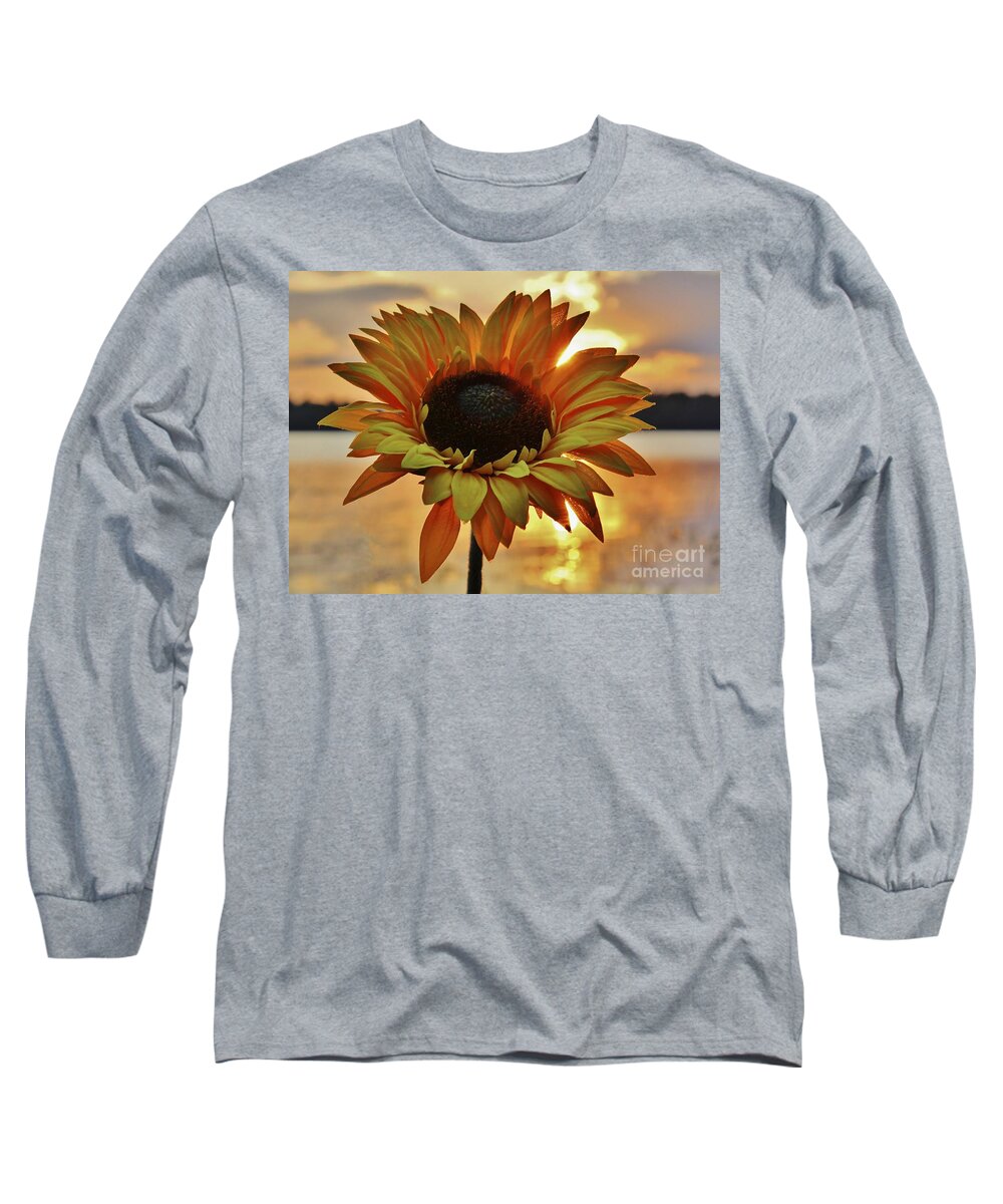 Maine Long Sleeve T-Shirt featuring the photograph Sunset Flower by Karin Pinkham