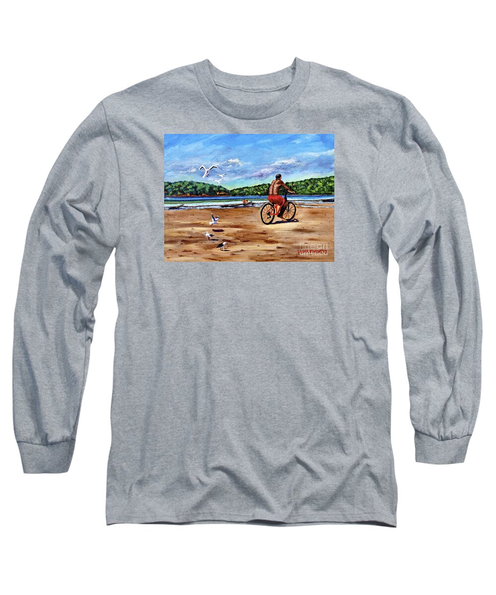 Seascape Long Sleeve T-Shirt featuring the painting Taking a Ride by Laura Forde