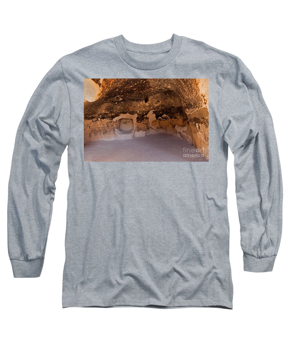 Afternoon Long Sleeve T-Shirt featuring the photograph Talus HouseFront Room Bandelier National Monument by Fred Stearns