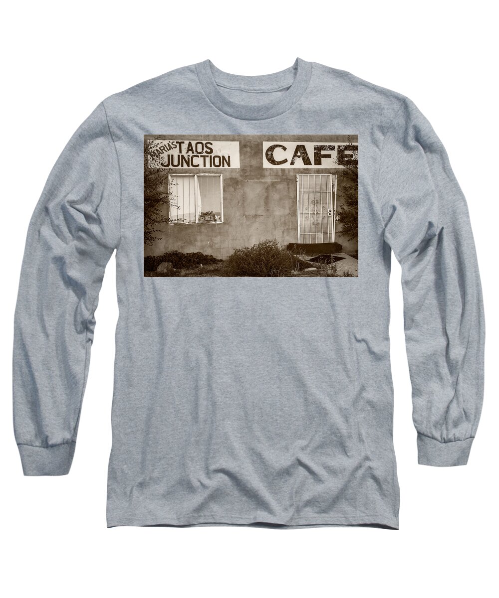 Steven Bateson Long Sleeve T-Shirt featuring the photograph Taos Junction Cafe by Steven Bateson
