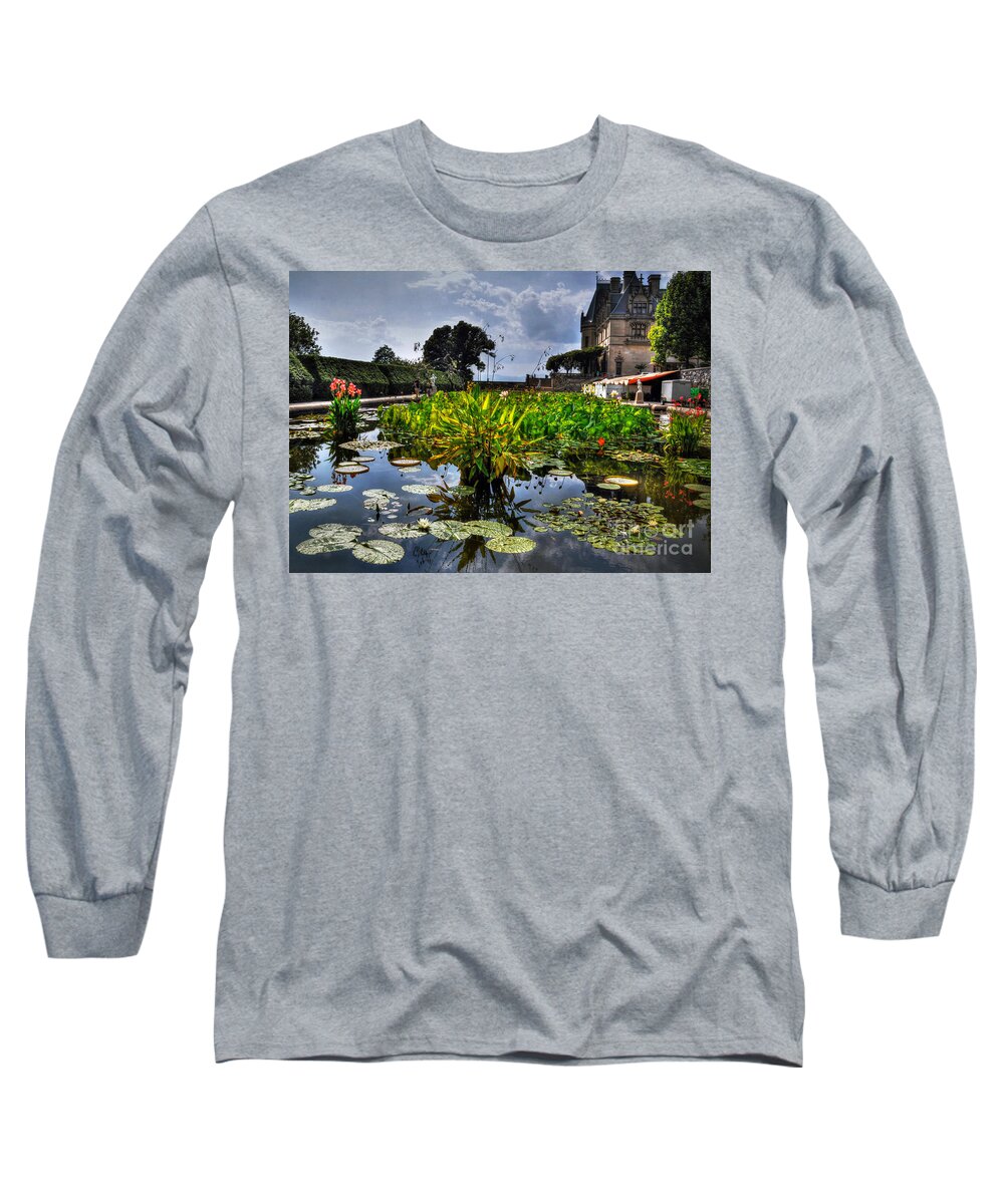 The Biltmore Estate Gardens Long Sleeve T-Shirt featuring the photograph The Biltmore Estate Gardens by Savannah Gibbs