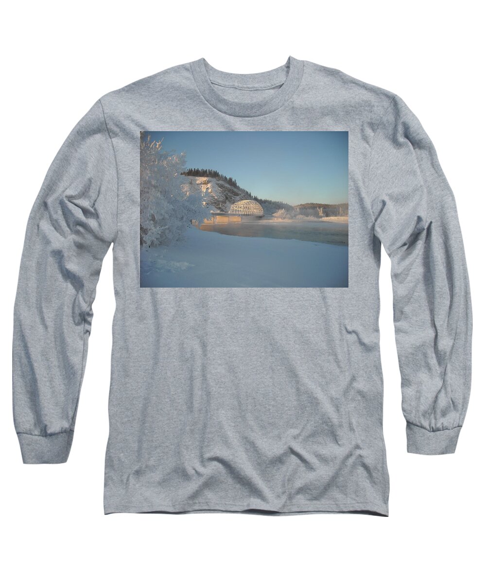 Delta Junction Long Sleeve T-Shirt featuring the photograph The Bridge at Big Delta 2 by Cathy Mahnke