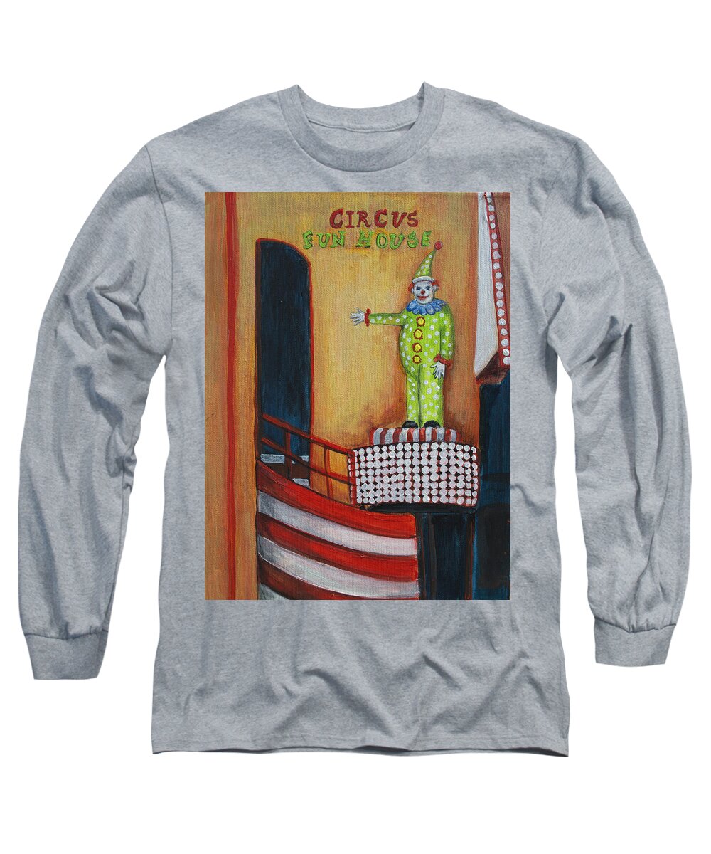 Asbury Art Long Sleeve T-Shirt featuring the painting The Circus Fun House by Patricia Arroyo