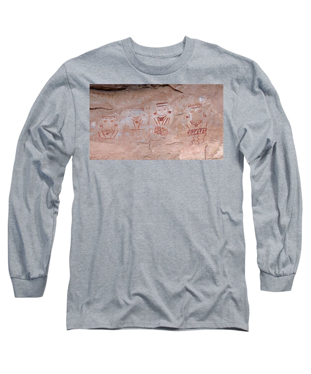 Four Long Sleeve T-Shirt featuring the photograph The Four Faces Pictograph Panel by Tranquil Light Photography