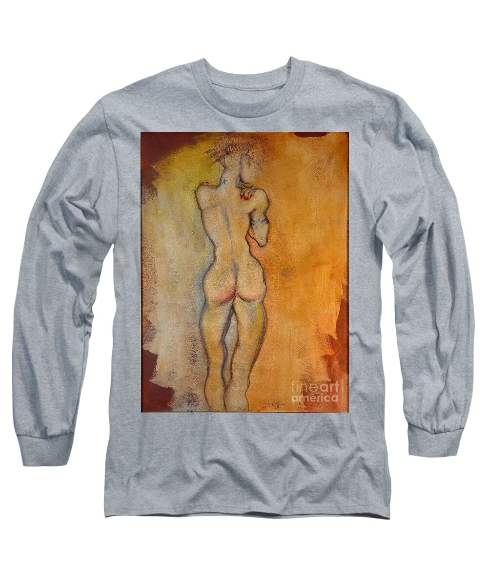 Female Nude Long Sleeve T-Shirt featuring the painting The Last of the Three Wise Men by Carolyn Weltman