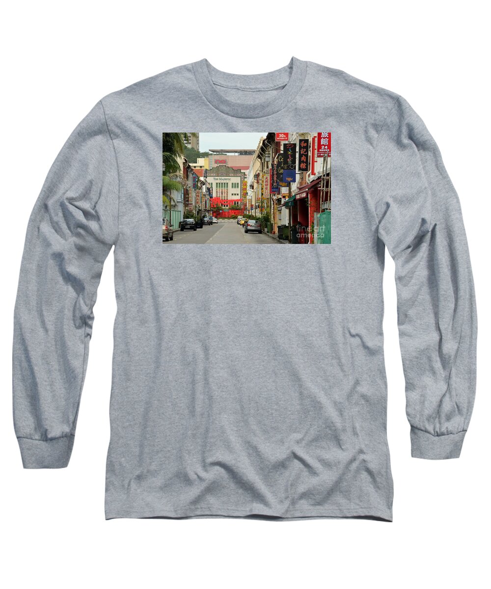 Majestic Long Sleeve T-Shirt featuring the photograph The Majestic Theater Chinatown Singapore by Imran Ahmed