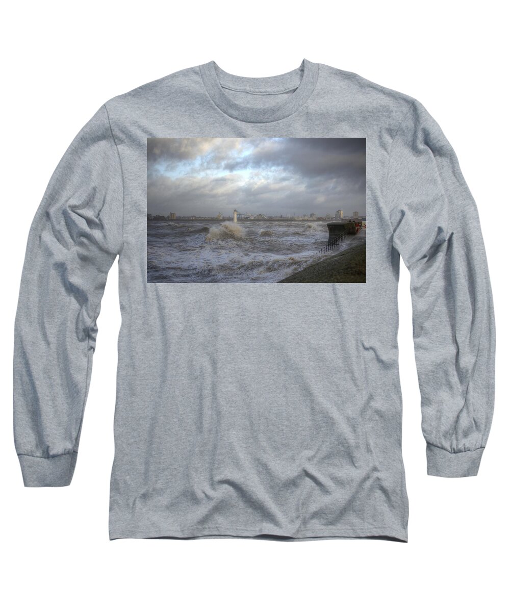 Lighthouse Long Sleeve T-Shirt featuring the photograph The Wild Mersey 2 by Spikey Mouse Photography