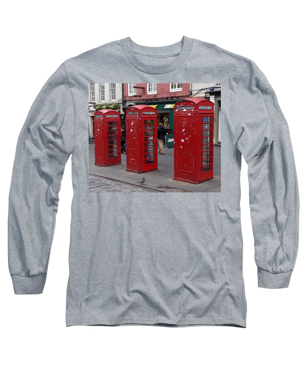 Red Telephone Booths Long Sleeve T-Shirt featuring the photograph Those Red Telephone Booths by Rick Rosenshein