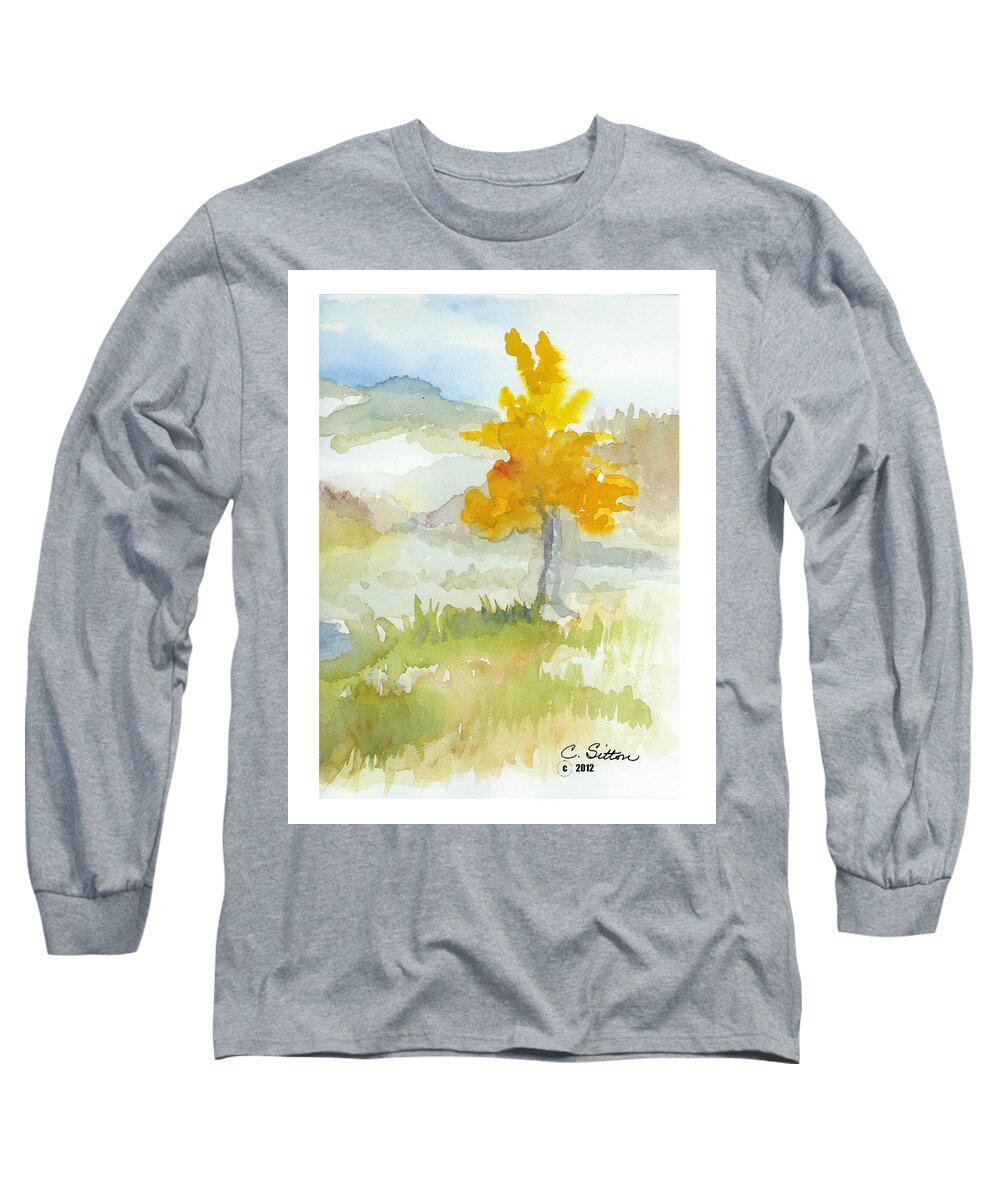 C Sitton Paintings Long Sleeve T-Shirt featuring the painting Tree by C Sitton