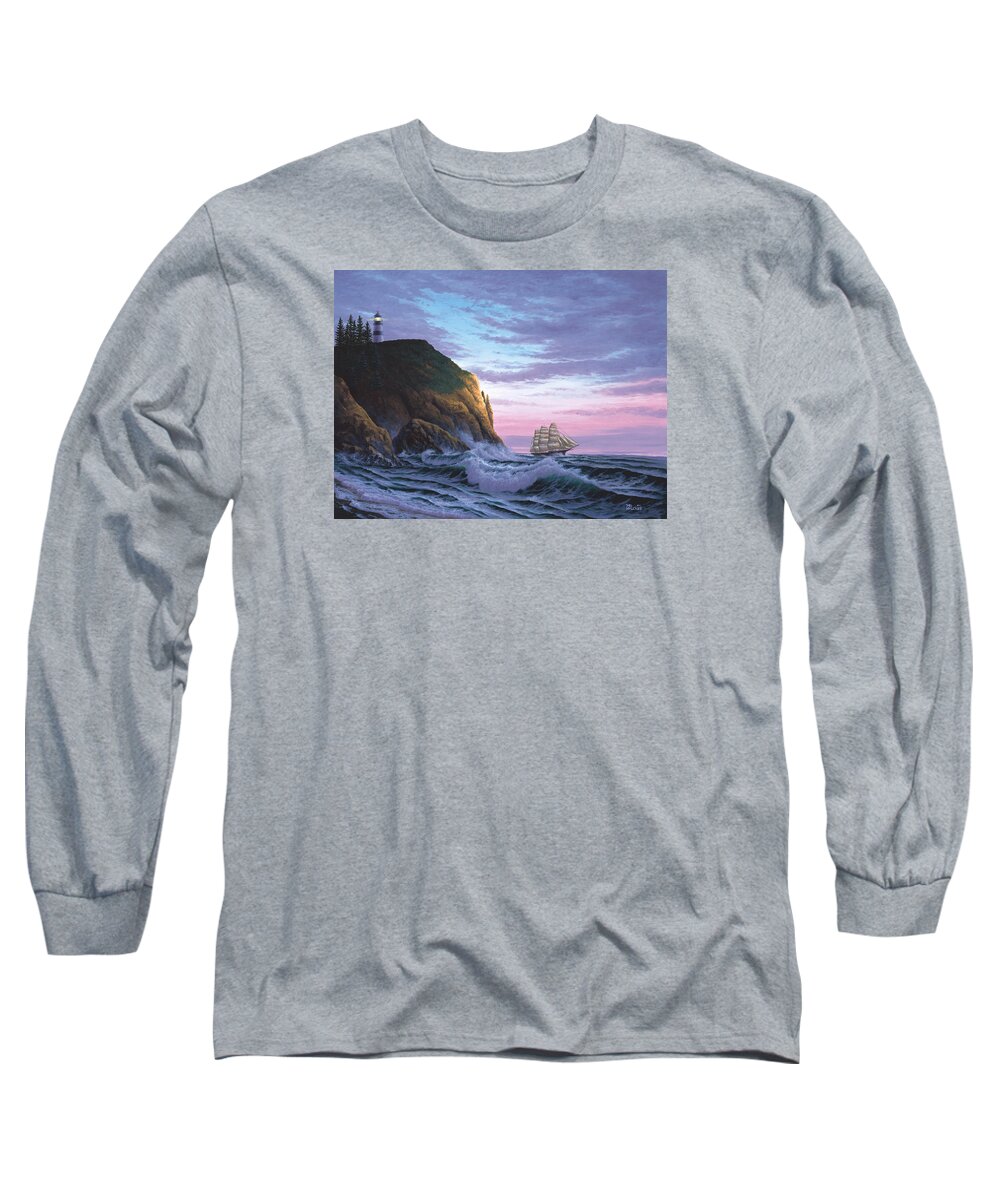 Ocean Long Sleeve T-Shirt featuring the painting Trusting the Light by Del Malonee