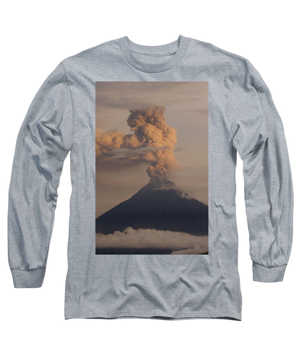 Feb0514 Long Sleeve T-Shirt featuring the photograph Tungurahua Volcano Erupting Andes Mts by Pete Oxford