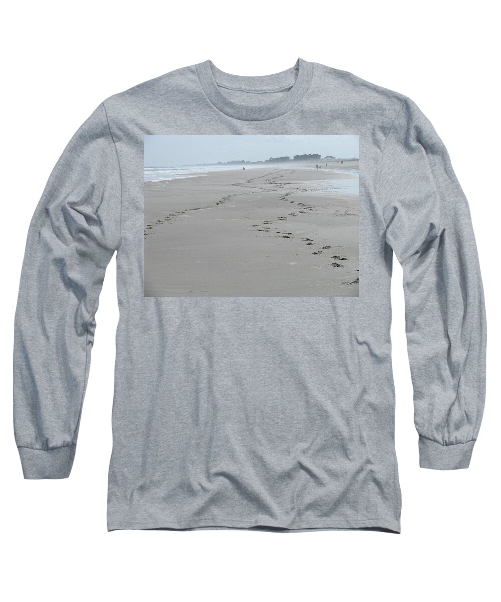 Landscape Long Sleeve T-Shirt featuring the photograph Two Horses Hoof Prints by Ellen Meakin
