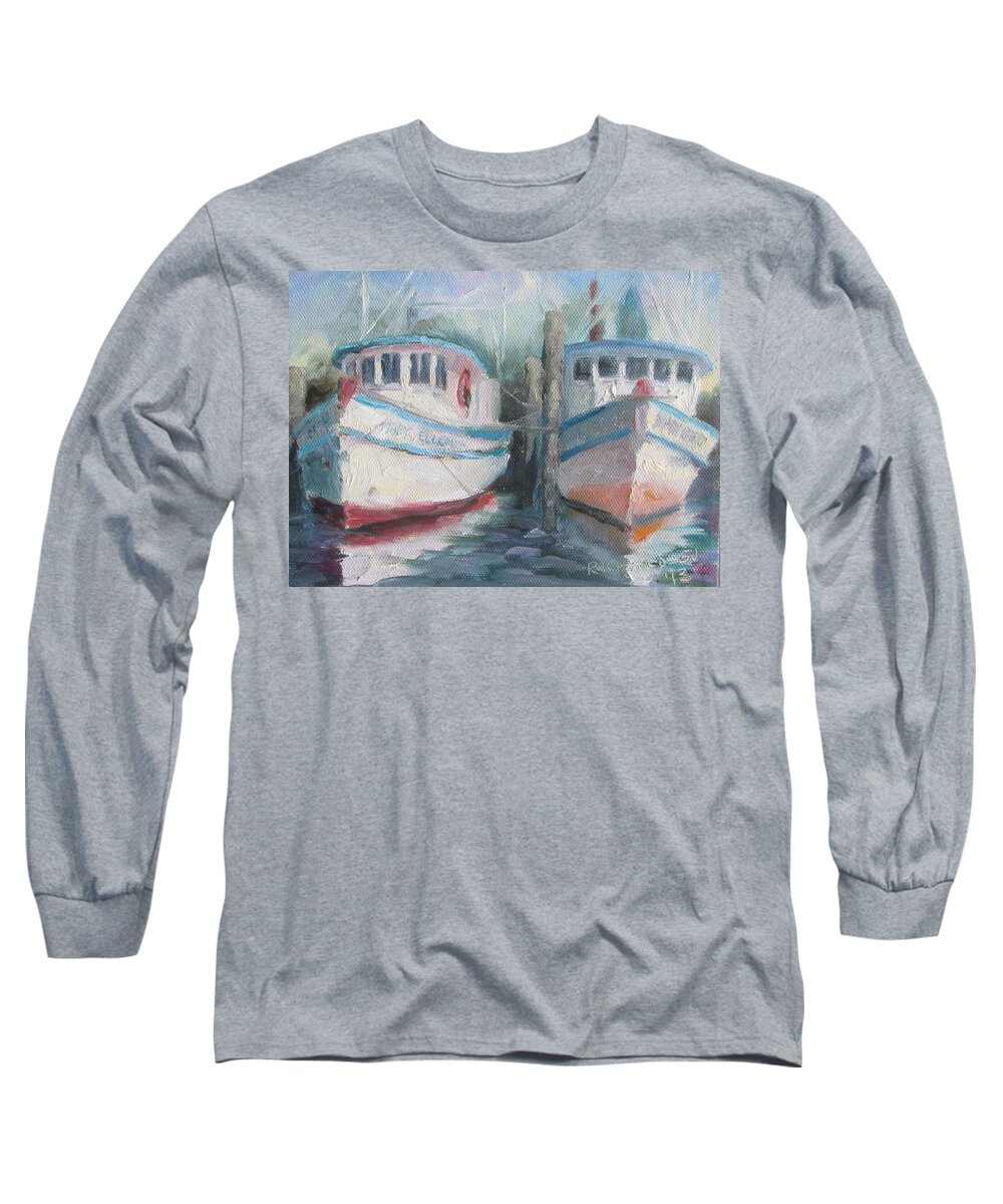 Shrimping Long Sleeve T-Shirt featuring the painting Two Marys by Susan Richardson
