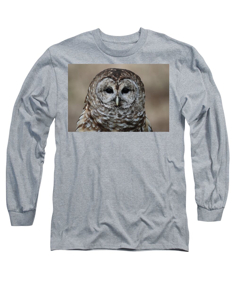 Owl Long Sleeve T-Shirt featuring the photograph Vilma the Barred Owl by Richard Bryce and Family