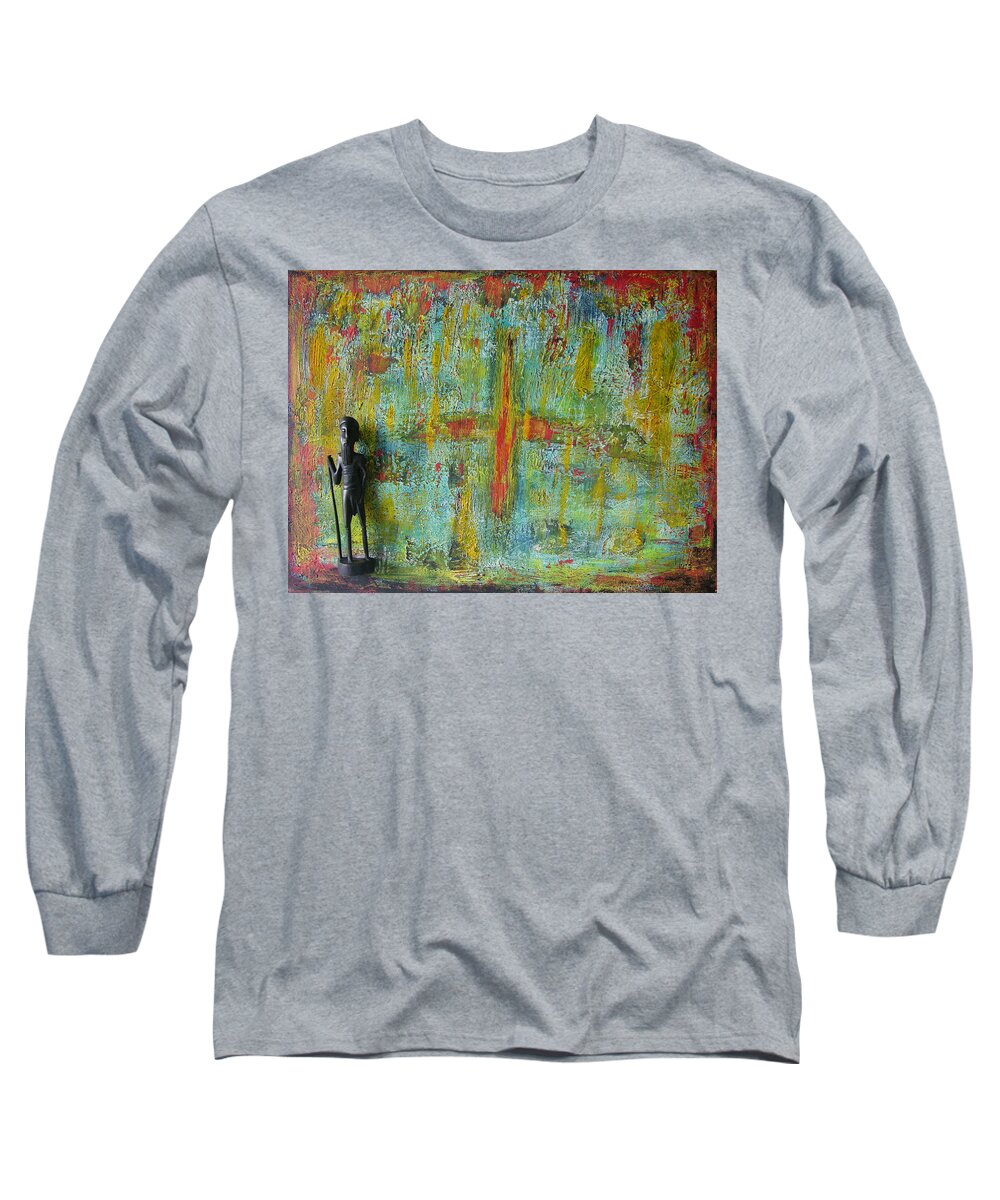 Acryl Painting Long Sleeve T-Shirt featuring the painting W7 - shaka by KUNST MIT HERZ Art with heart