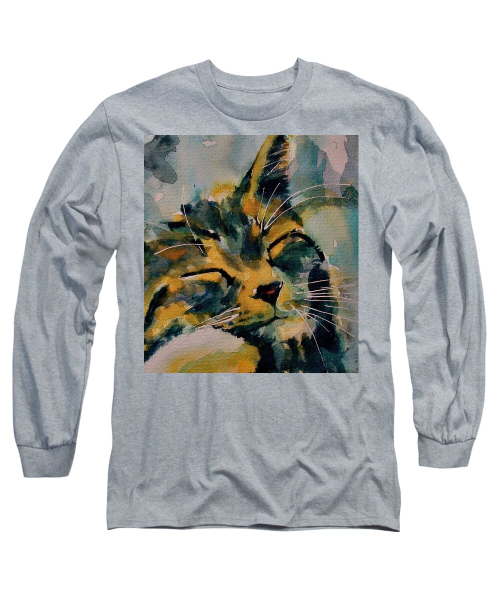 Cat Long Sleeve T-Shirt featuring the painting Weeeeeee Sleepee by Paul Lovering