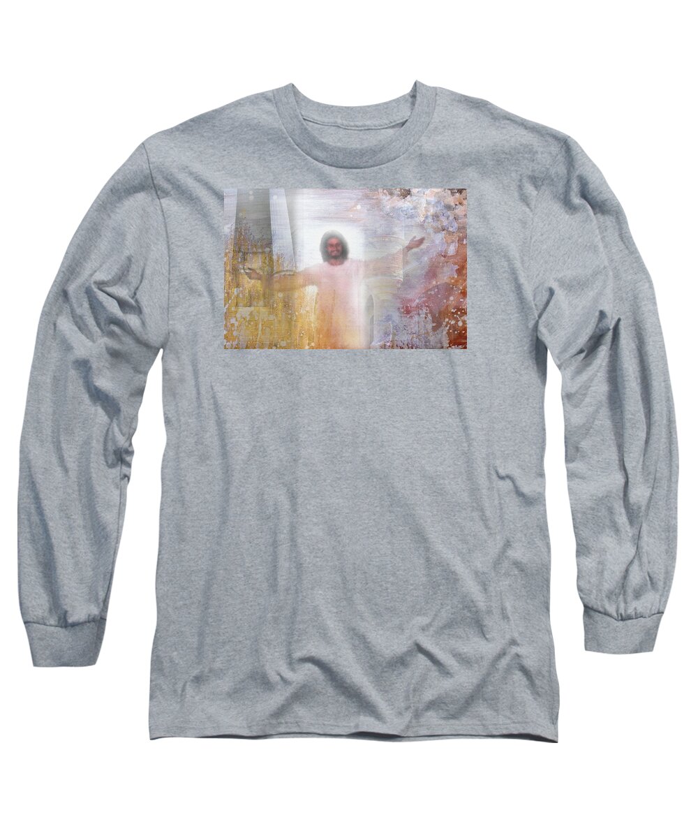 Matthew 11:28 Long Sleeve T-Shirt featuring the mixed media Welcome by Kume Bryant