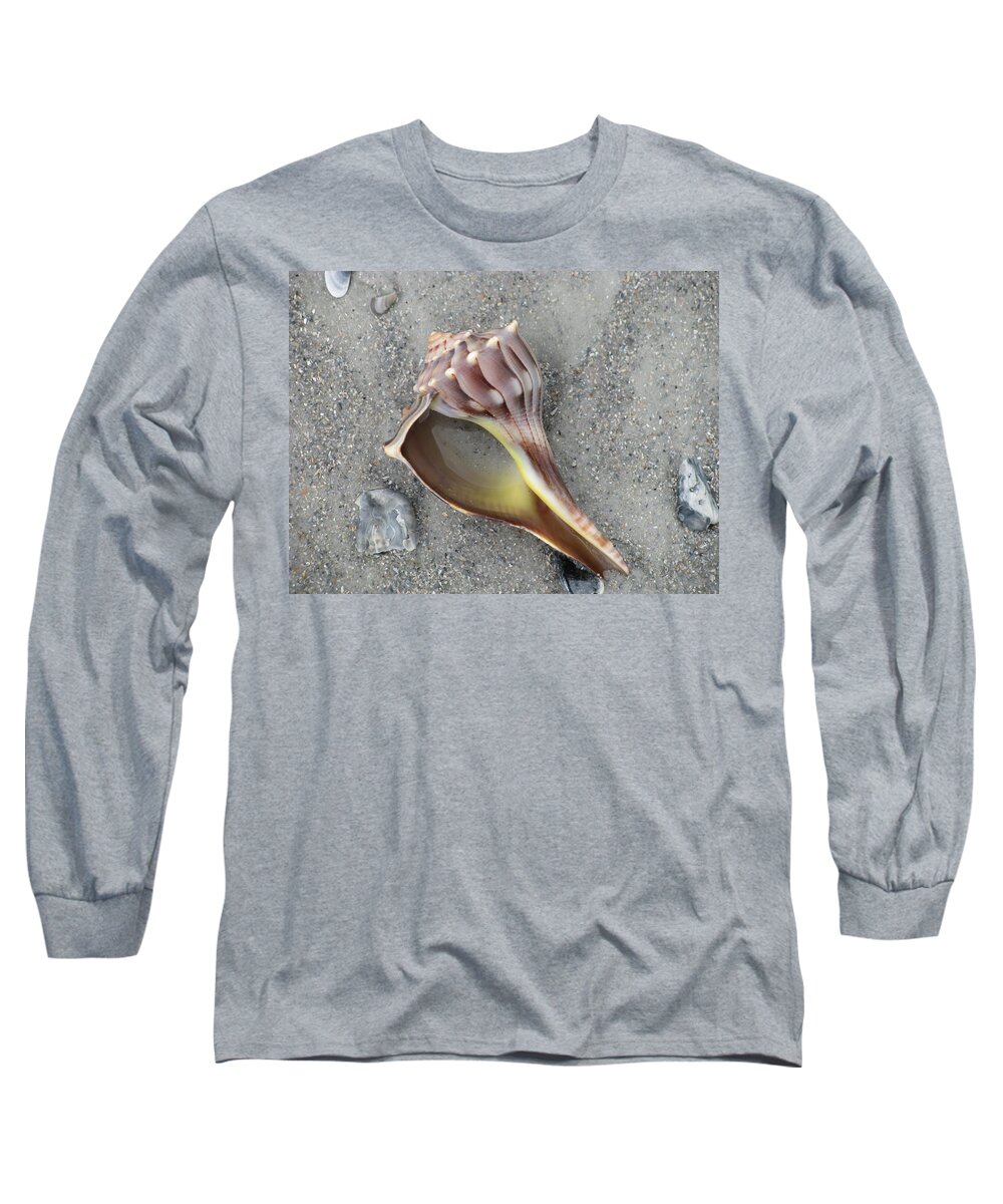 Landscape Long Sleeve T-Shirt featuring the photograph Whelk with Sand by Ellen Meakin