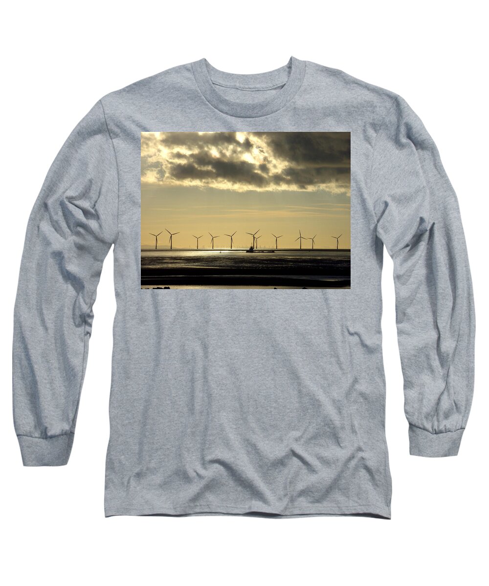 Wind Long Sleeve T-Shirt featuring the photograph Wind Farm at Sunset by Steve Kearns