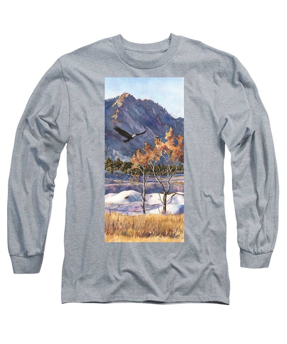 Colorado Rocky Mountain Painting Long Sleeve T-Shirt featuring the painting Winter Drift by Anne Gifford