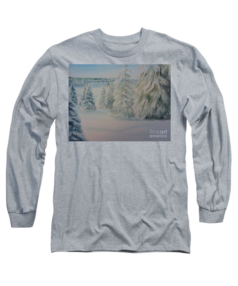 Winter In Gyllbergen Long Sleeve T-Shirt featuring the painting Winter In Gyllbergen by Martin Howard