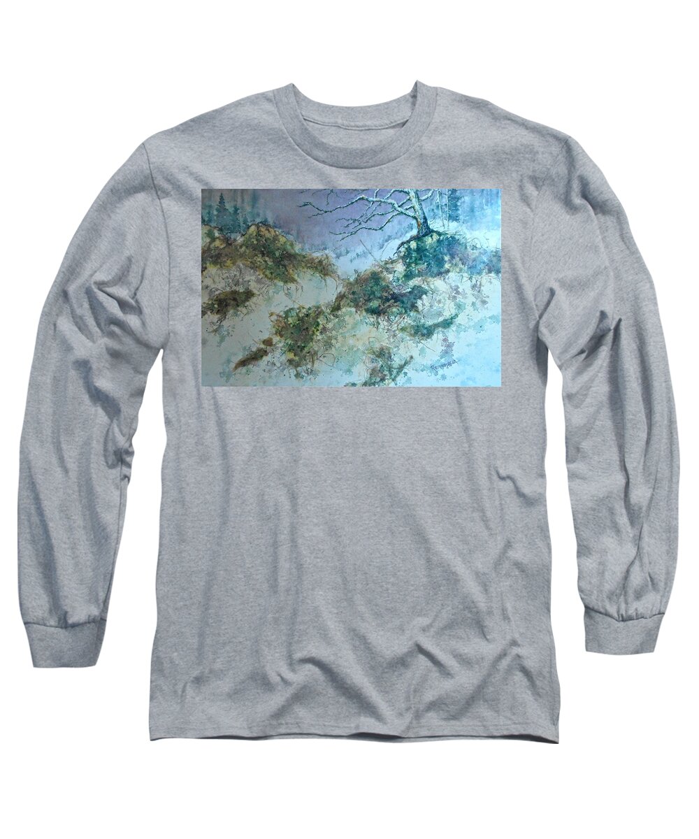 Watercolor Long Sleeve T-Shirt featuring the painting Winter's Morn by Carolyn Rosenberger