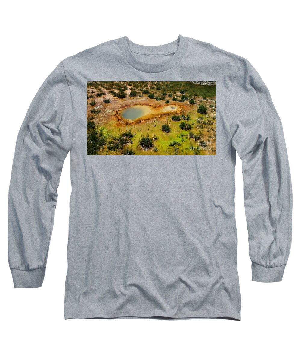 Bubbling Well Long Sleeve T-Shirt featuring the photograph Yellowstone Hot Pool by Ausra Huntington nee Paulauskaite