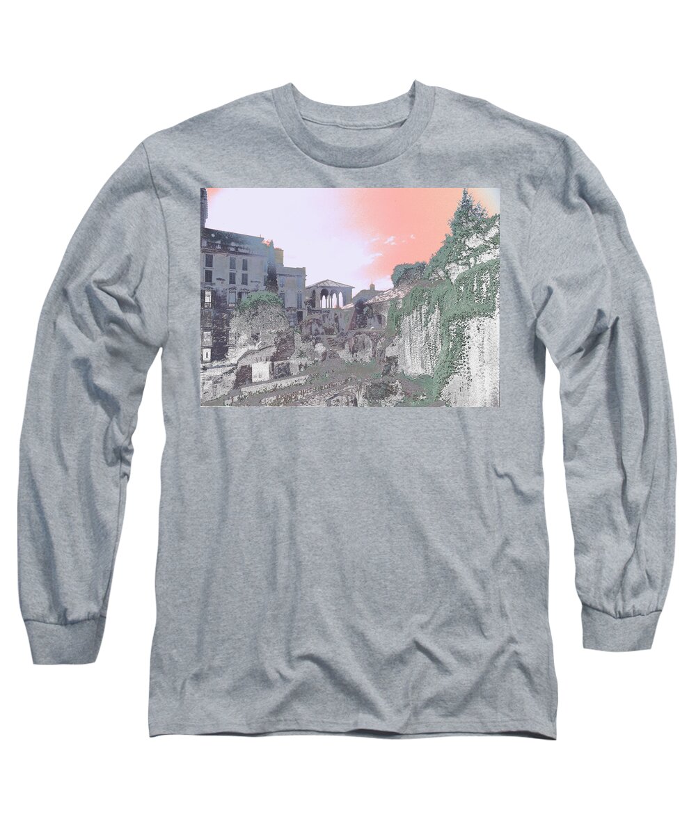 Rome Long Sleeve T-Shirt featuring the photograph Palatine Hill Rome Treated by Tom Wurl