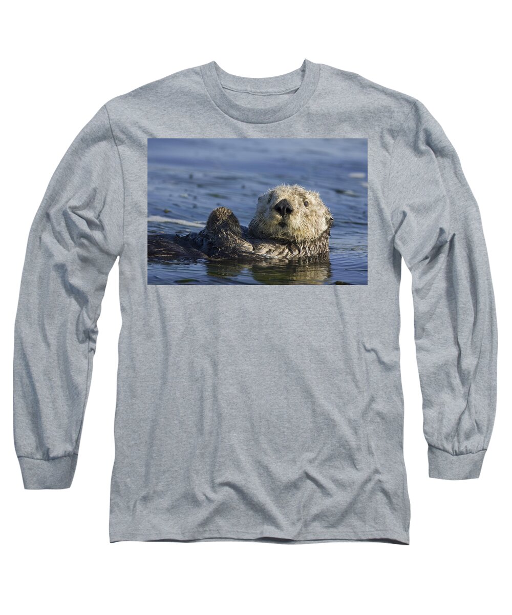 00438534 Long Sleeve T-Shirt featuring the photograph Sea Otter Monterey Bay California #1 by Suzi Eszterhas